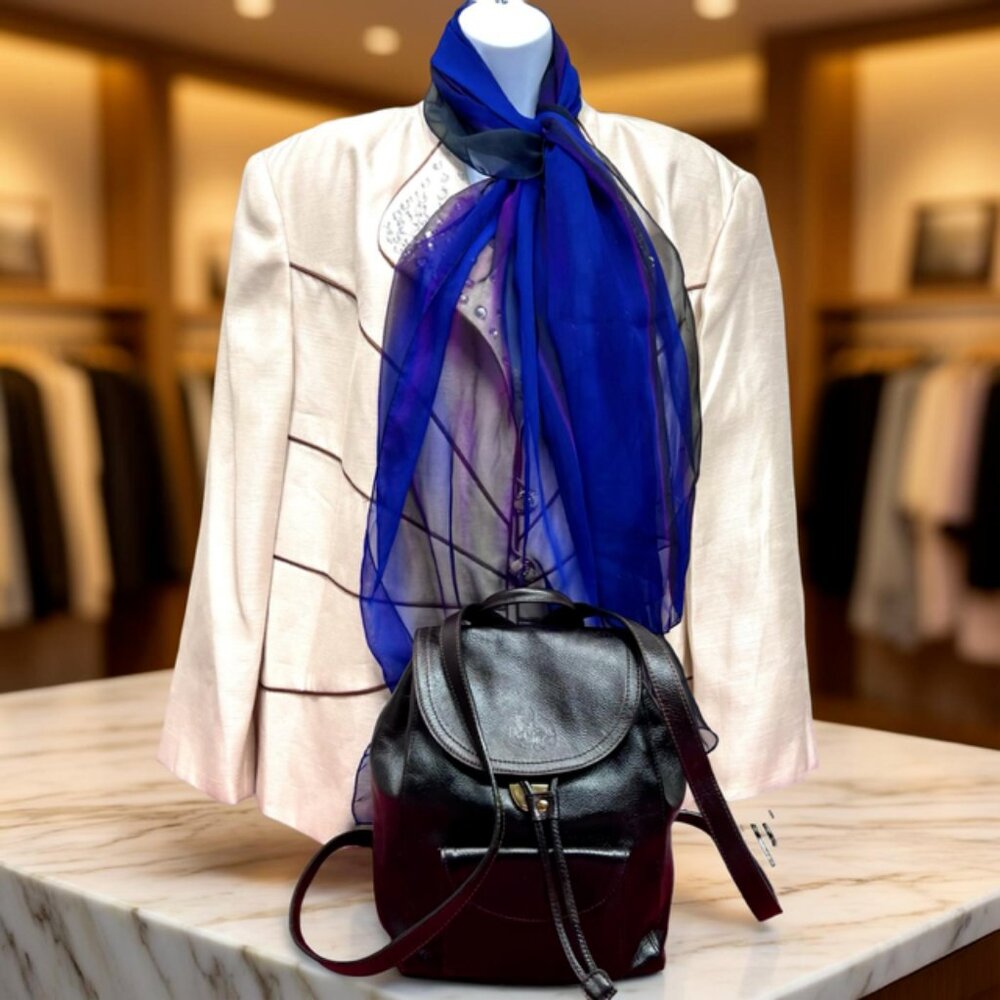 France Made Didier Lamarthe Back Pack Dark Chocolate Brown + FREE Chiffon Scarf - Picture 3 of 16